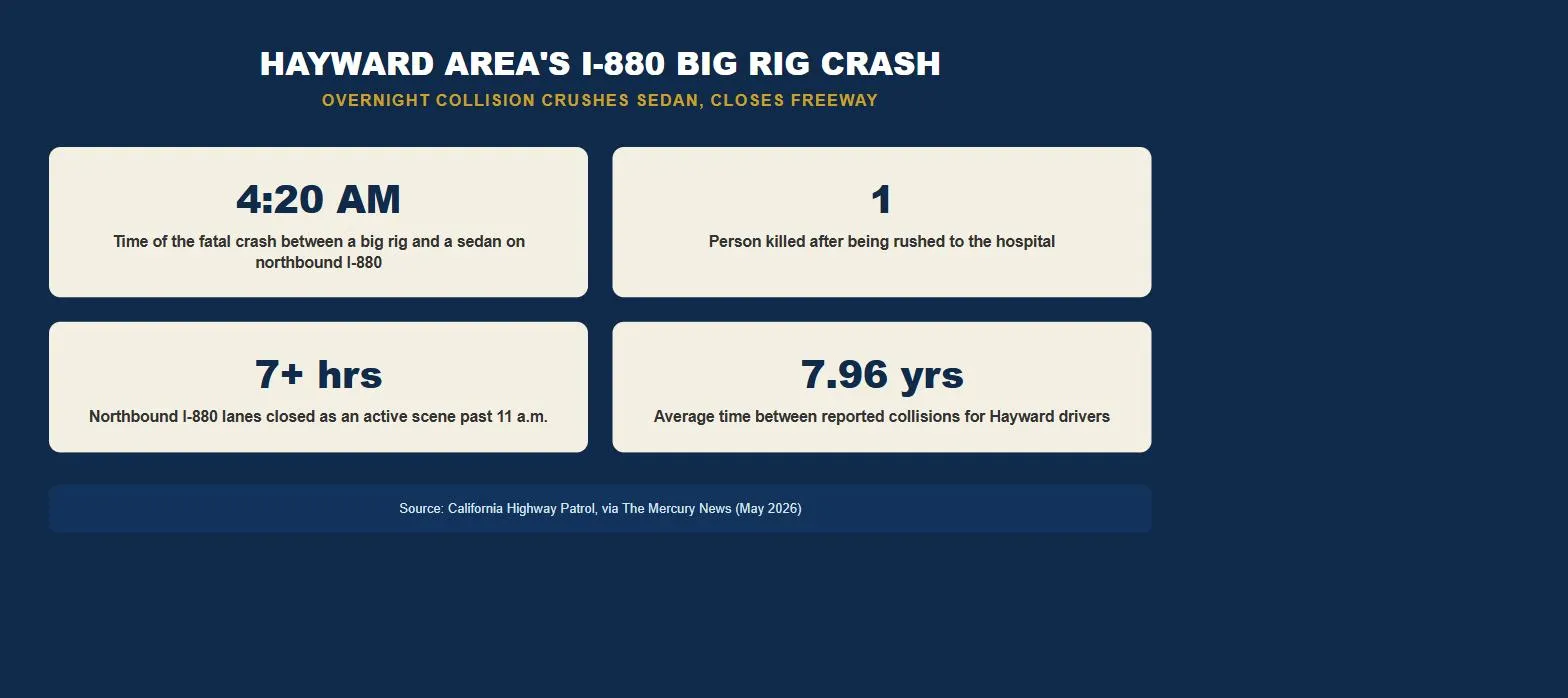 Hayward car accident lawsuit I-880 big rig crash statistics infographic