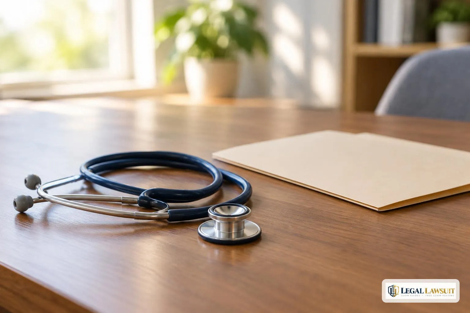 Stethoscope beside a closed folder, representing a change of treating doctor in workers comp
