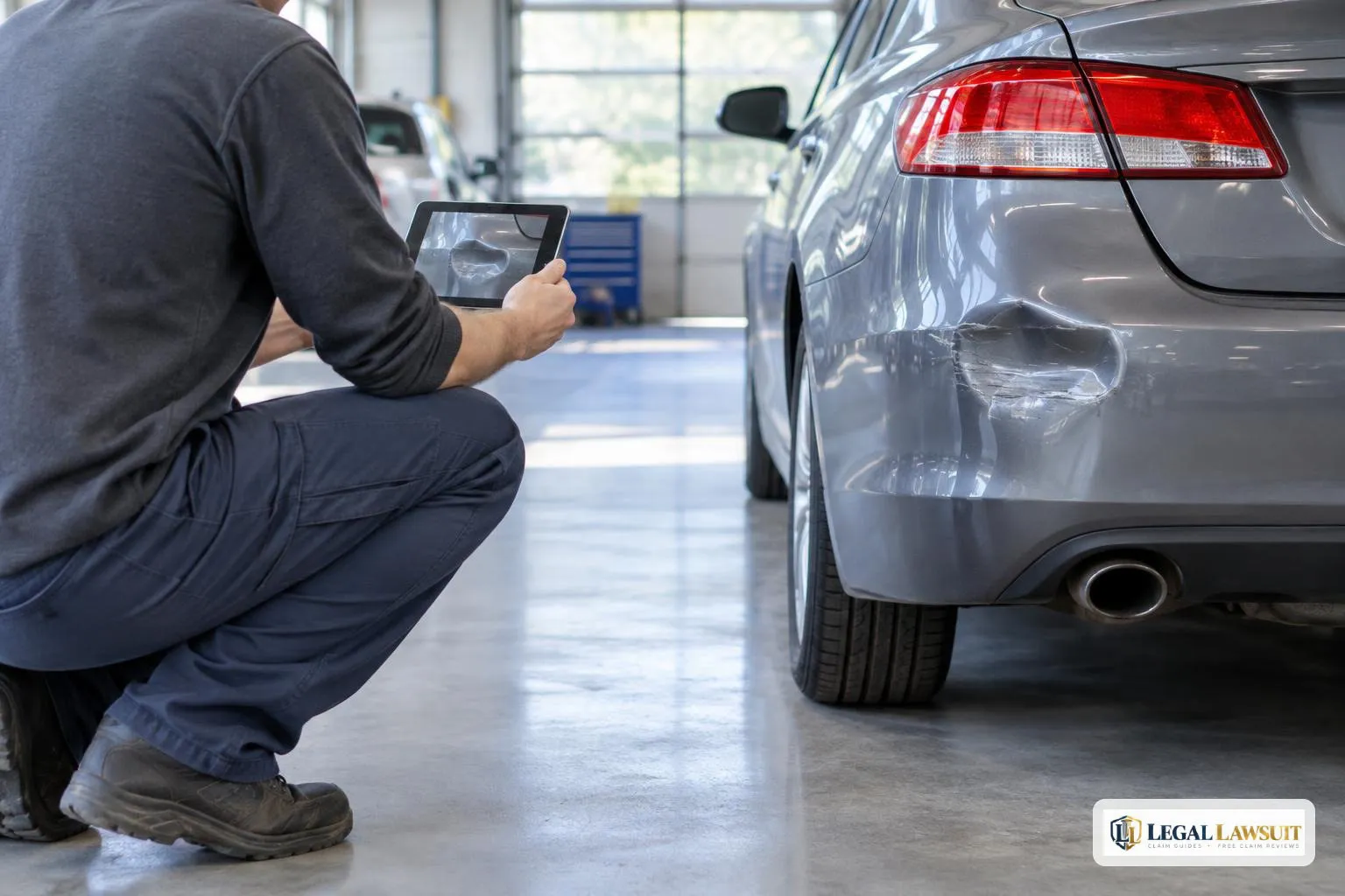 Appraiser photographing a dented bumper, what happens after the car insurance adjuster comes out