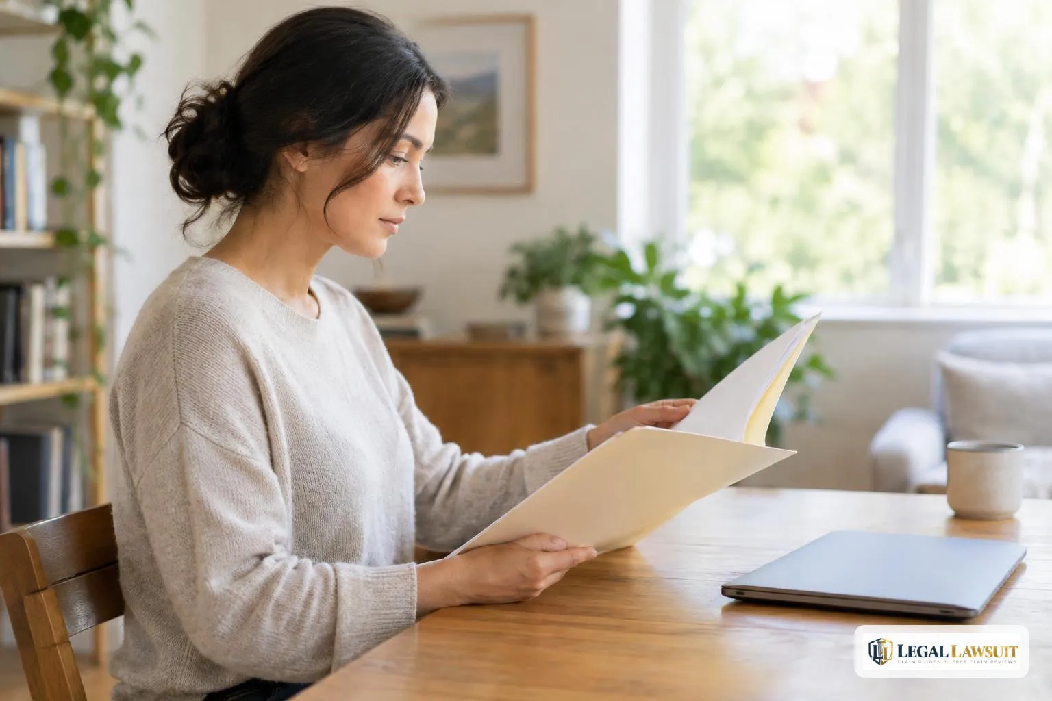 Adult reviewing policy materials before a recorded statement to your own insurance