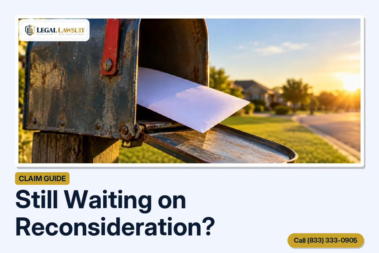 Envelope half out of an open mailbox in golden light while waiting to learn how long SSDI reconsideration takes