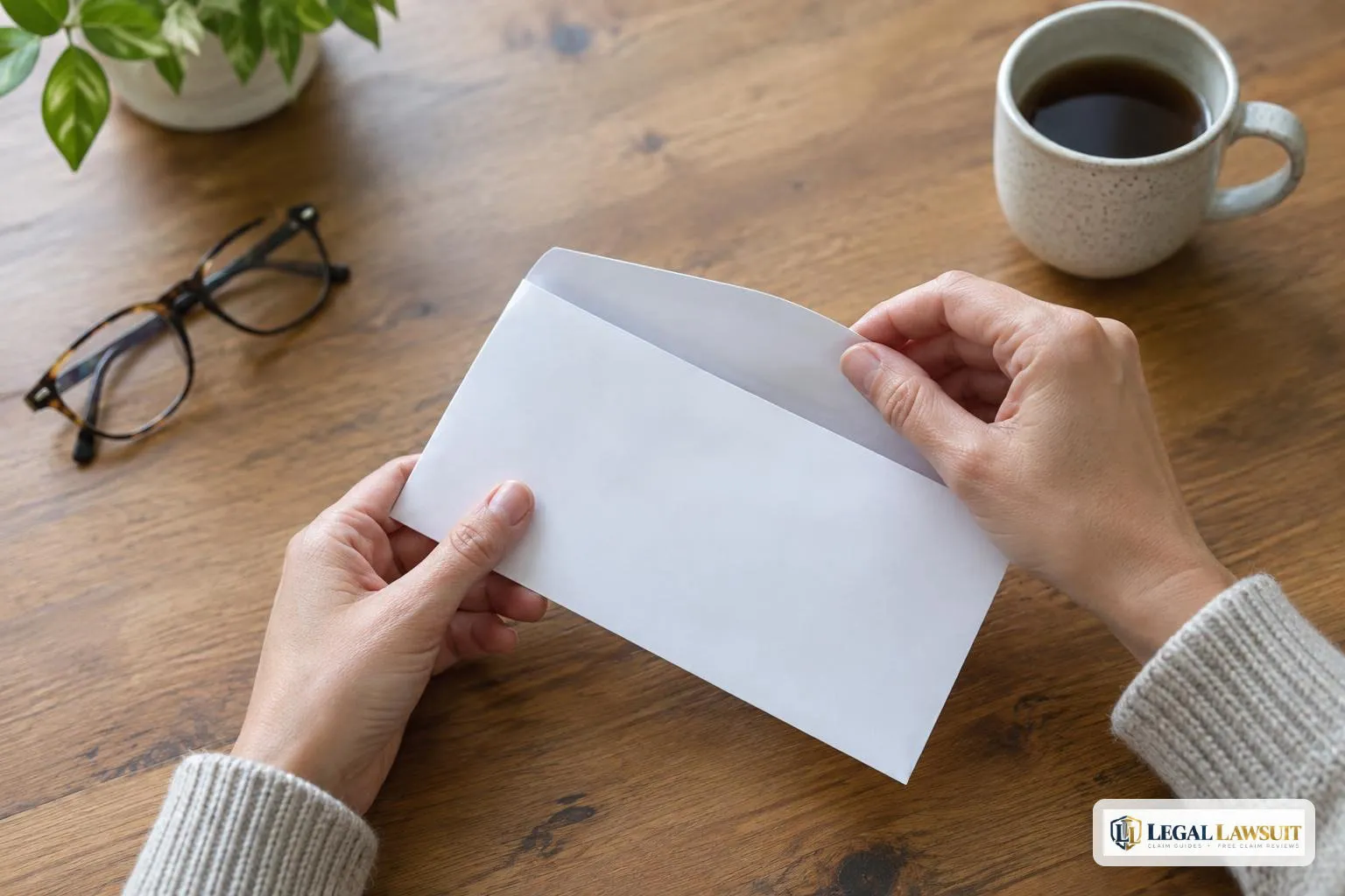 Claimant opening a letter at home about Social Security representative fee payment from back pay