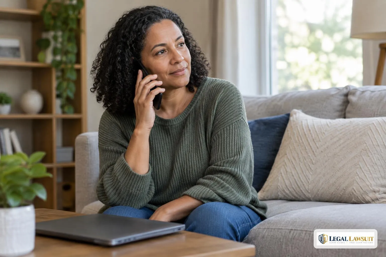Adult making a phone call to ask questions about a disability benefits claim